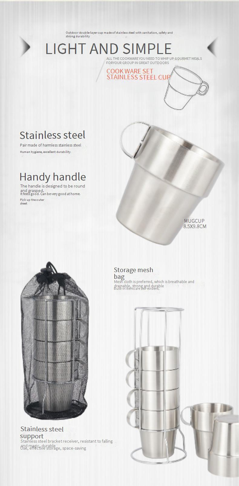 6-teiliges Campingbecher-Set aus Edelstahl – doppelwandig isoliert für heiße und kalte Getränke (perfekt für Picknicks, Wanderungen und Reisen)_voghion.com