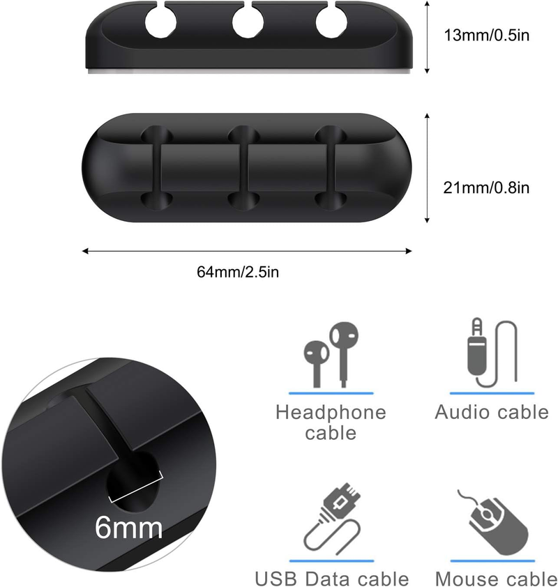 Cable Holder Clips, 3 Pack, Silicone Self-Adhesive For Desktop USB Charging Cable Nightstand Power Cord Mouse Cord Computer Office Home_voghion.com