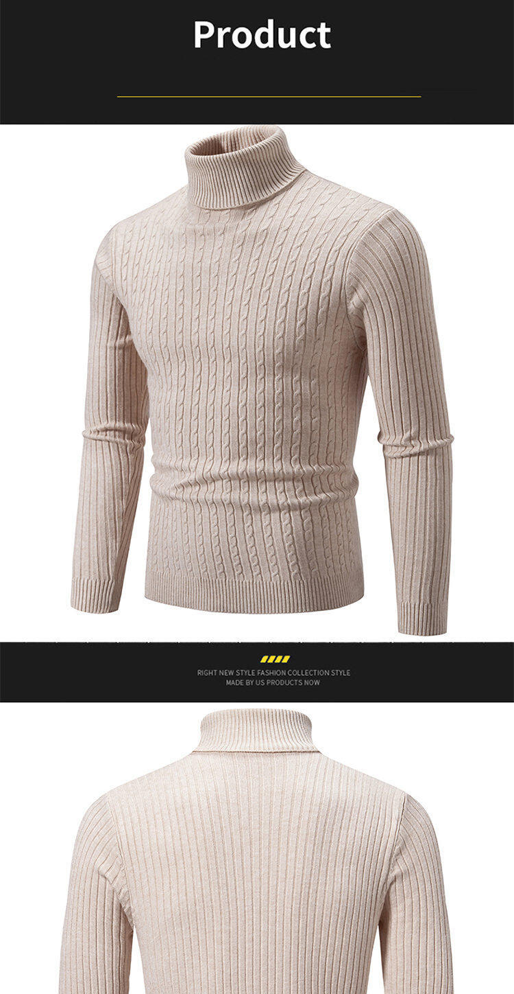 Novo suéter casual de malha transfronteiriça masculino 2025 com gola alta e camisa de malha trançada da moda para homens_voghion.com