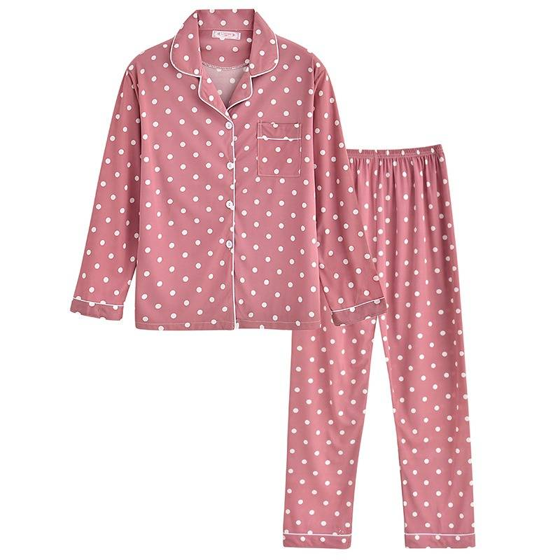 Women Long Sleeve Suit Pajamas Spring New Satin Printing Fashion Pyjamas Set_voghion.com