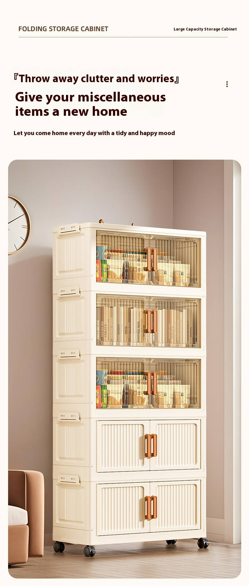 Foldable Storage Cabinet – Multi-Layer Organizer For CDs, Toys & Books – Modern Space-Saving Home Storage Solution_voghion.com