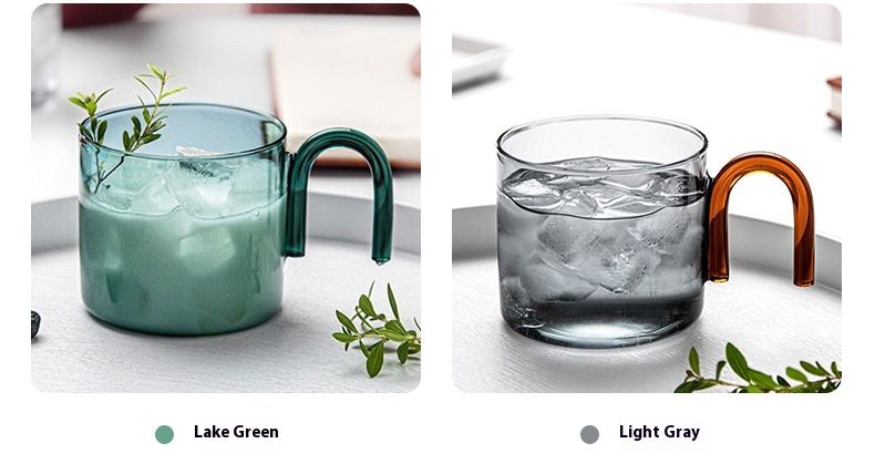 Modern Minimalist Flat Borosilicate Glass Cup, 300ml Heat-Resistant Drinking Glass For Coffee, Tea & Water, Handmade Clear & Colored Options_voghion.com