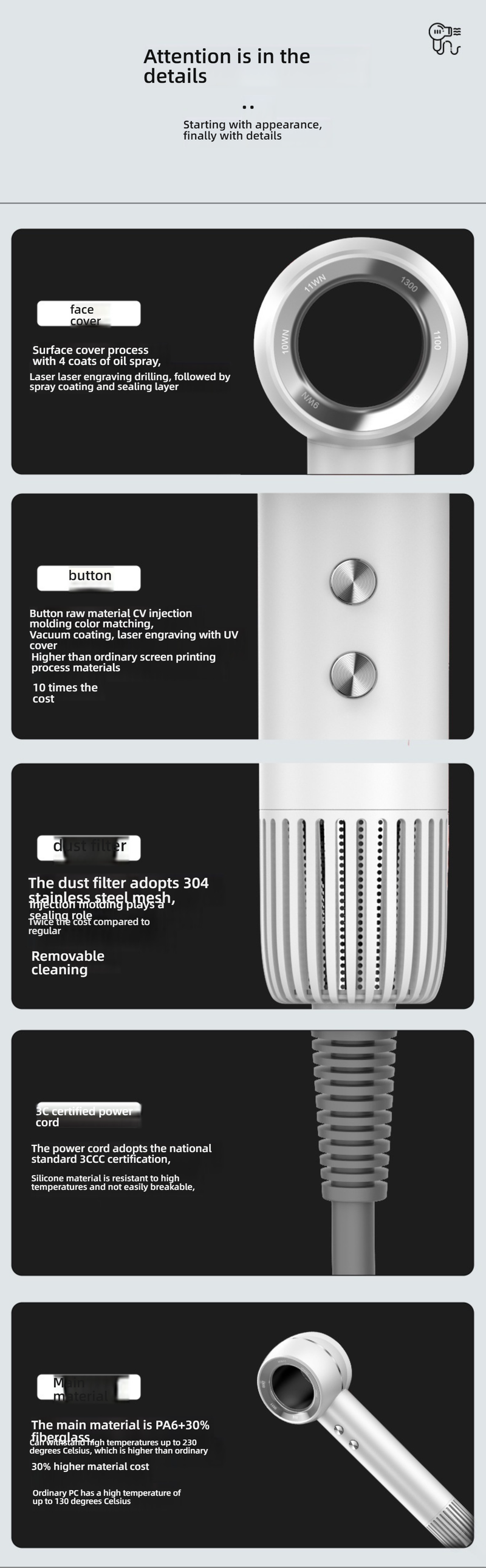 1400-W-Hochleistungshaartrockner mit Negativ-Ionen-Technologie und Kaltlufttaste – 3 Heiz-/Geschwindigkeitsstufen, Salonqualität für den Heimgebrauch, leicht und leise_voghion.com