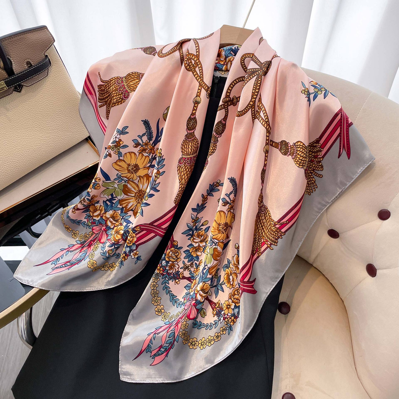 Primăvară și vară Nouă imitație de mătase 90 Ding colorat imprimare mic caju nucă generoasă eșarfă moda femei eșarfă_voghion.com