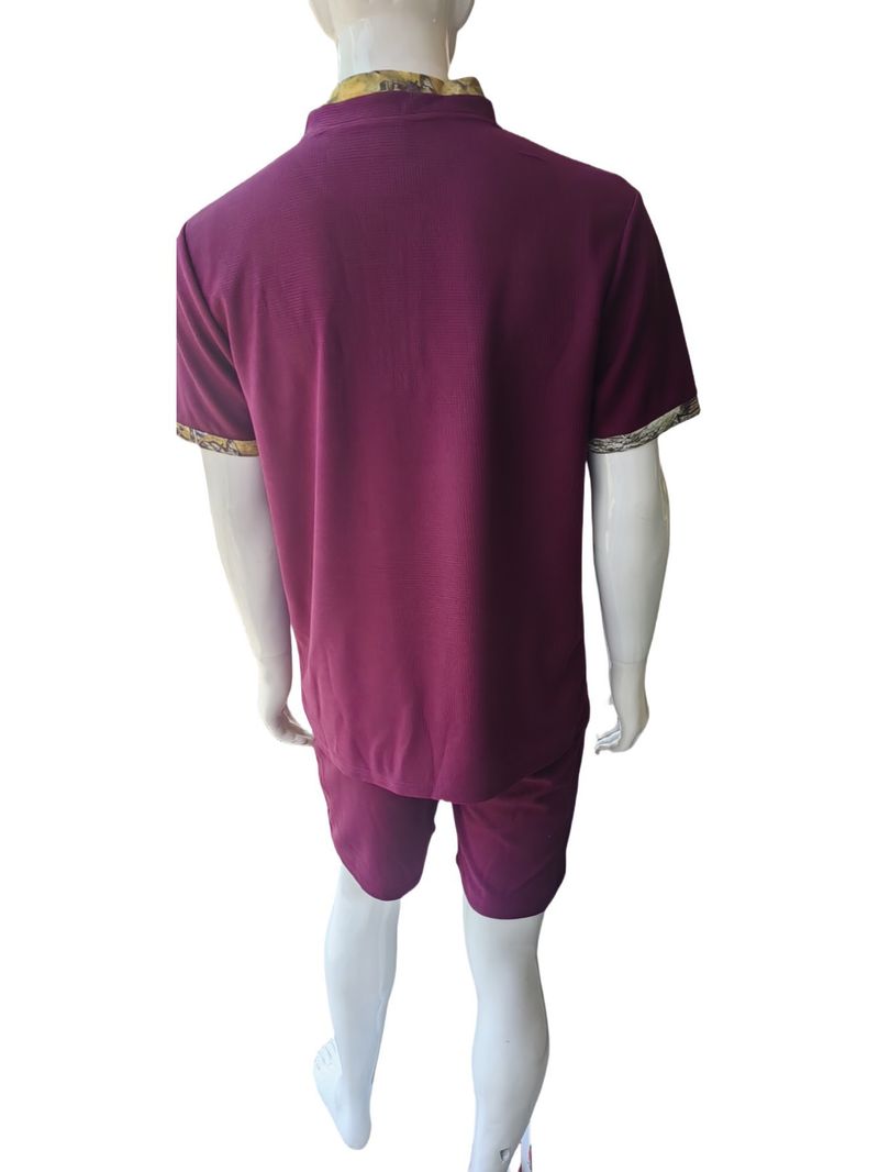 Waffle Zipper Stand Collar Color Matching Short Sleeved Shorts Men's Casual Outdoor Suit_voghion.com