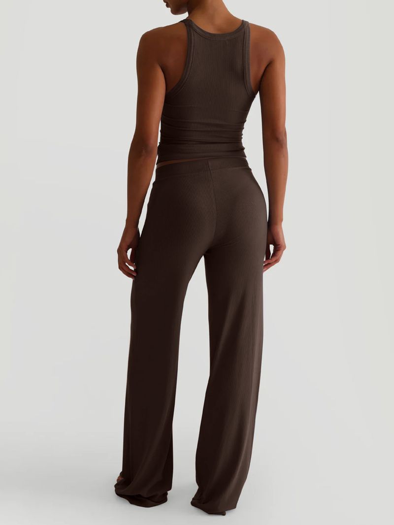 Set aus Yoga-Weste und Hose mit weitem Bein für Damen – atmungsaktiver Strickstoff, dehnbar und bequem, Streetwear-Athleisure-Outfit für Training und Freizeit_voghion.com