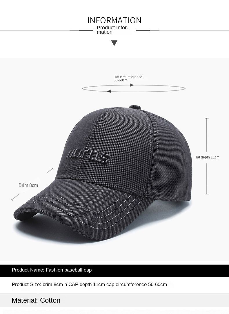 Hat Men's Baseball Cap Fashion All-match Sun Hat Simple Black Autumn Casual Cap Men's Sunscreen Cap Trendy_voghion.com