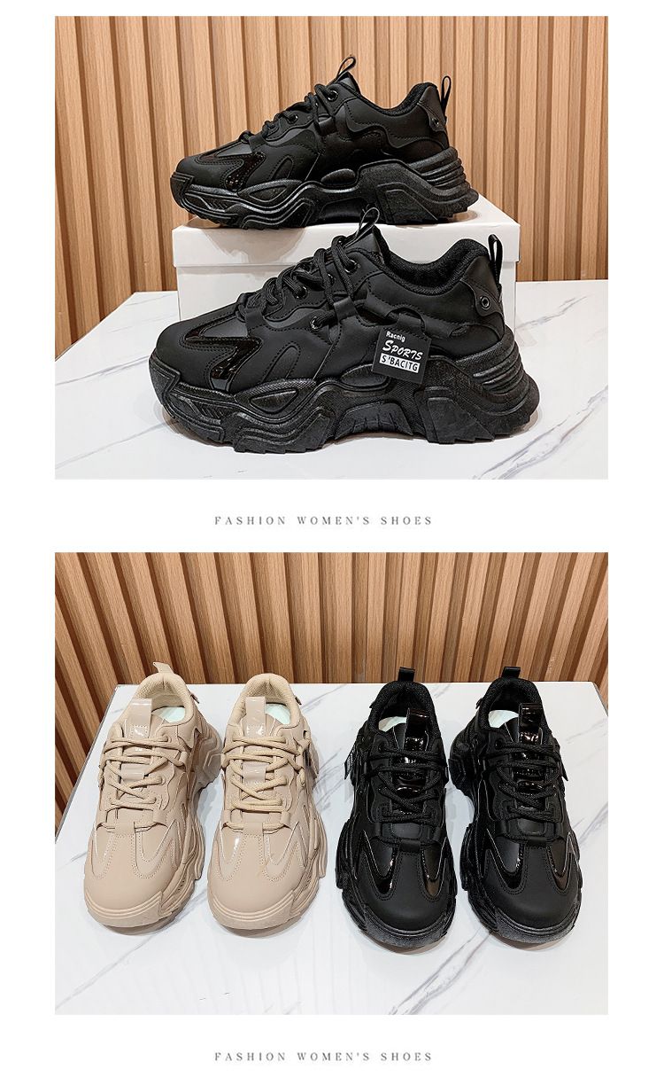 Kadınlar İçin Kalın Tabanlı Baba Ayakkabıları Kadınlar İçin Yeni Deri Baba Ayakkabıları Stili Tüm Maç Rahat Boy Arttıran Spor Ayakkabıları Kadınlar İçin_voghion.com