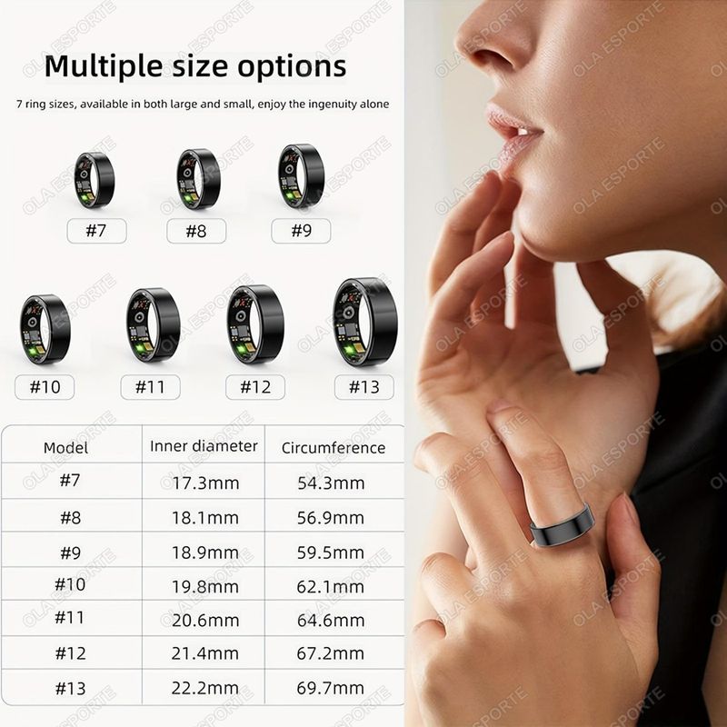 2025 Smart Ring Blood Pressure Heart Rate Sleep Monitoring Smartring IP68 & 5ATM Waterproof Multi-sport Mode Smartring Man Women_voghion.com