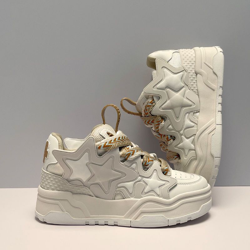 Scarpe da ginnastica alte in crema bianca con aumento di altezza e versatili, scarpe da ginnastica spesse invernali, scarpe da ginnastica alla moda da uomo_voghion.com