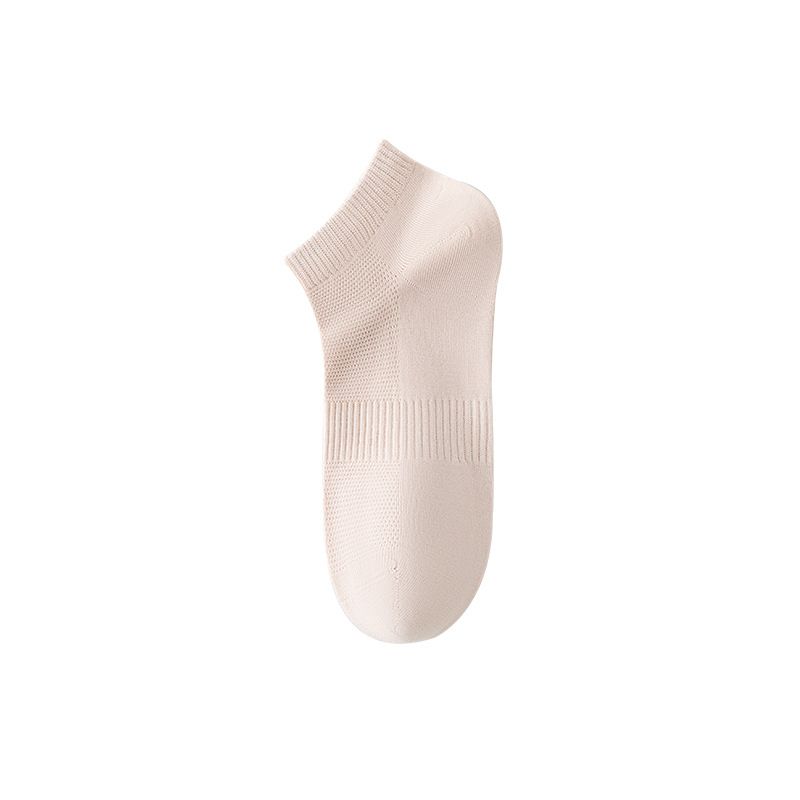 2025e 7A Antibacterial Summer Short Thin Sweat-Absorbing Deodorant Pure Cotton Yarn Mesh Breathable Boat Socks Men_voghion.com