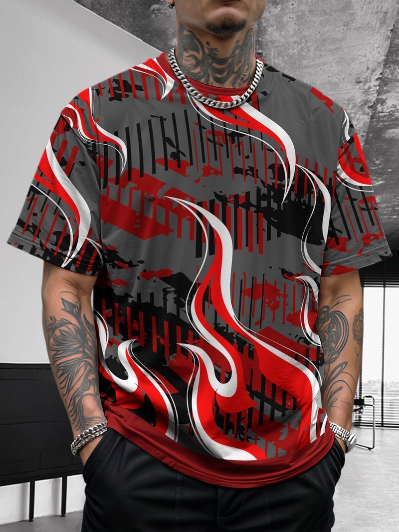 Sommer Neue Herren Tie Dye Graffiti Hip-Hop Mode Lässig Atmungsaktiv Vielseitig Bequem Hübsches Kurzarmhemd_voghion.com