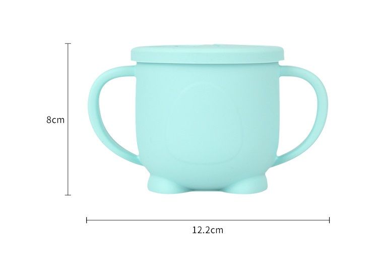 Kids Cup Silicone Food Storage Box Solid Color Baby Sippy Cup Portable Children Snacks Container with Lid Scale BPA Free 200ml_voghion.com