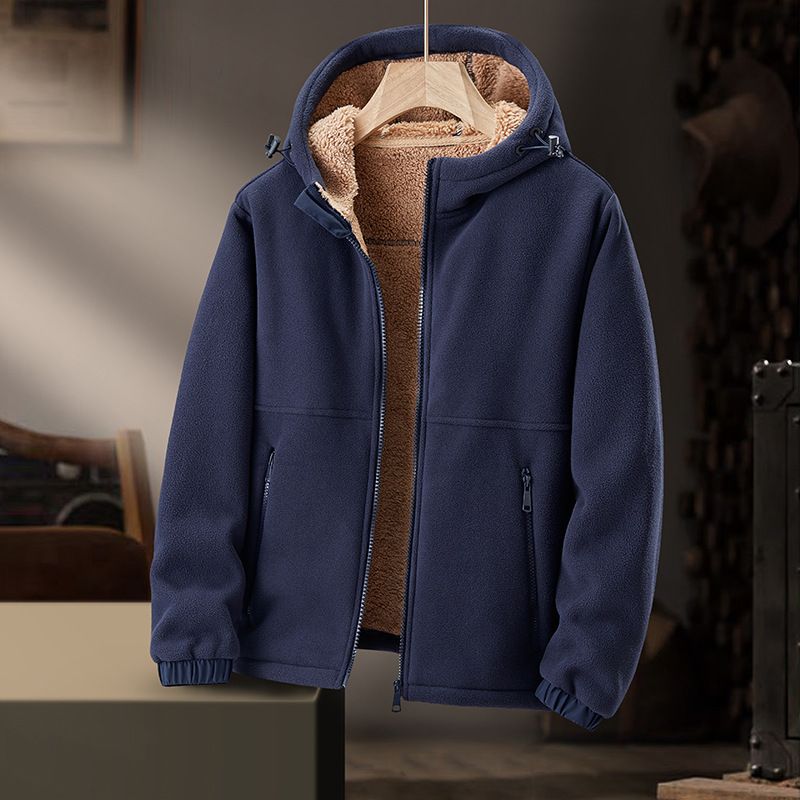 Outdoor Herbst Winter Lammwolle Kleidung Kapuzenjacke für Männer und Frauen, verdicktes Fleece warmes Sweatshirt_voghion.com