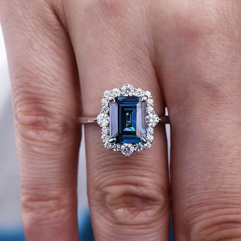 Anello unisex con taglio giada blu intarsiato di lusso Cao Shi, gioielli da donna ricca_voghion.com