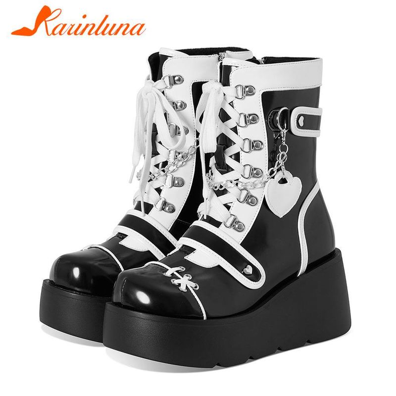 Punk Gothic Style Platform Mary Jean Shoes New Fashion Brand 2023 Spring Summer Round Toe Buckle-Sandals Boot Party Role-Play_voghion.com
