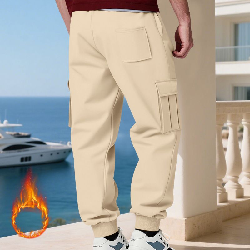 Pantaloni cargo da uomo foderati in pile - Jogger casual caldi invernali con tasche multiple, vestibilità ampia, vita elastica, comodi ed eleganti per l'uso quotidiano_voghion.com
