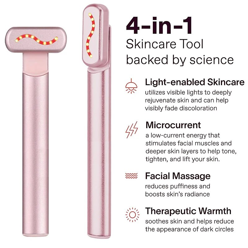 Negozio di cure di bellezza Viso EMS Dispositivo di sollevamento a microcorrente Luce rossa Bacchetta per il viso Massaggiatore per il collo degli occhi Rafforzamento della pelle Sci antirughe_voghion.com