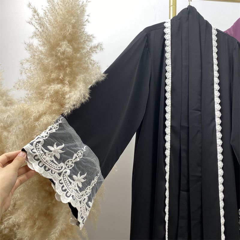 Nueva Abaya musulmana de encaje de Dubái, vestido islámico Nida, moda con bolsillo, túnica larga informal para mujer, ropa turca Eid, caftán marroquí_voghion.com