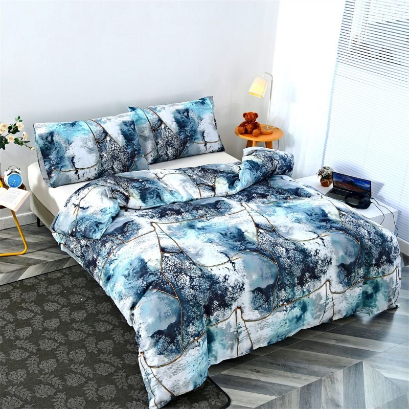 Conjunto de capa de edredom de algodão escovado de luxo estampado - roupa de cama macia tamanho casal/queen/king size para casa e dormitório universitário_voghion.com