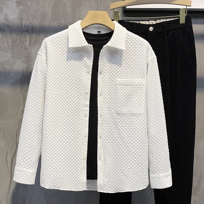 2024 summer new grain texture lapel top men's cool cool solid color shirt coat autumn and winter_voghion.com