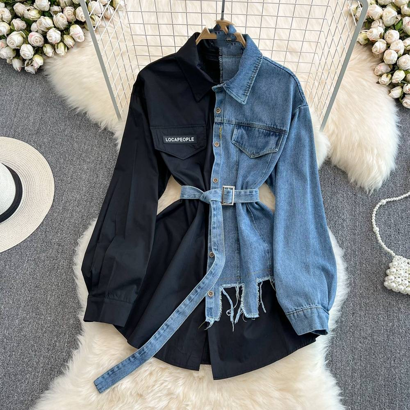 Nuovo stile di camicia snellente irregolare di media lunghezza_voghion.com