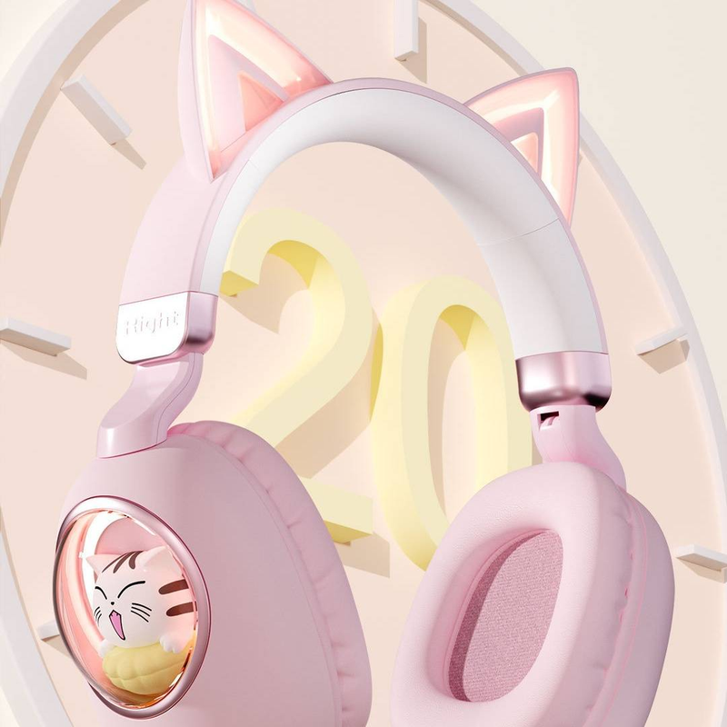 Novo fone de ouvido bluetooth com faixa de cabeça fofa, fone de ouvido bluetooth luminoso para jogos, aprendizado, jogos, crianças, sem fio, presente_voghion.com