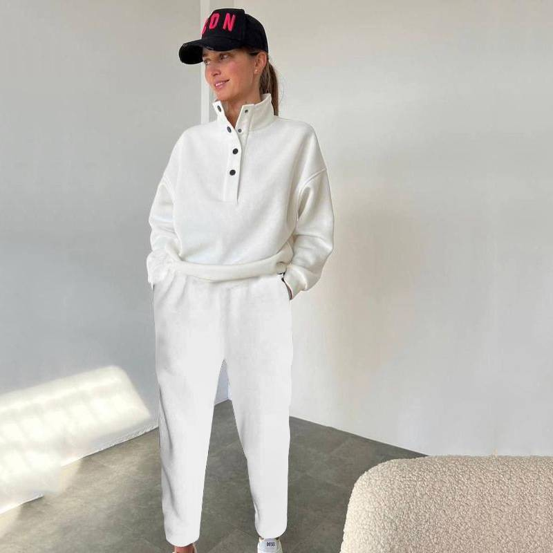 2025 Spring And Autumn New Hot Selling Women's Tracksuit Set Fashion Button-Up Collar Suit Two-Piece Set_voghion.com