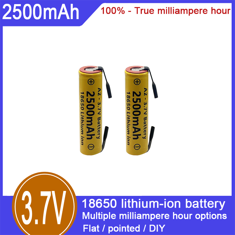 18650 litiumioniakku, 3,7 V, 2500 mAh, 100 % kapasiteetti, sopii sähköleluihin, sähkötupakoille, taskulampuille ja muille aloille_voghion.com