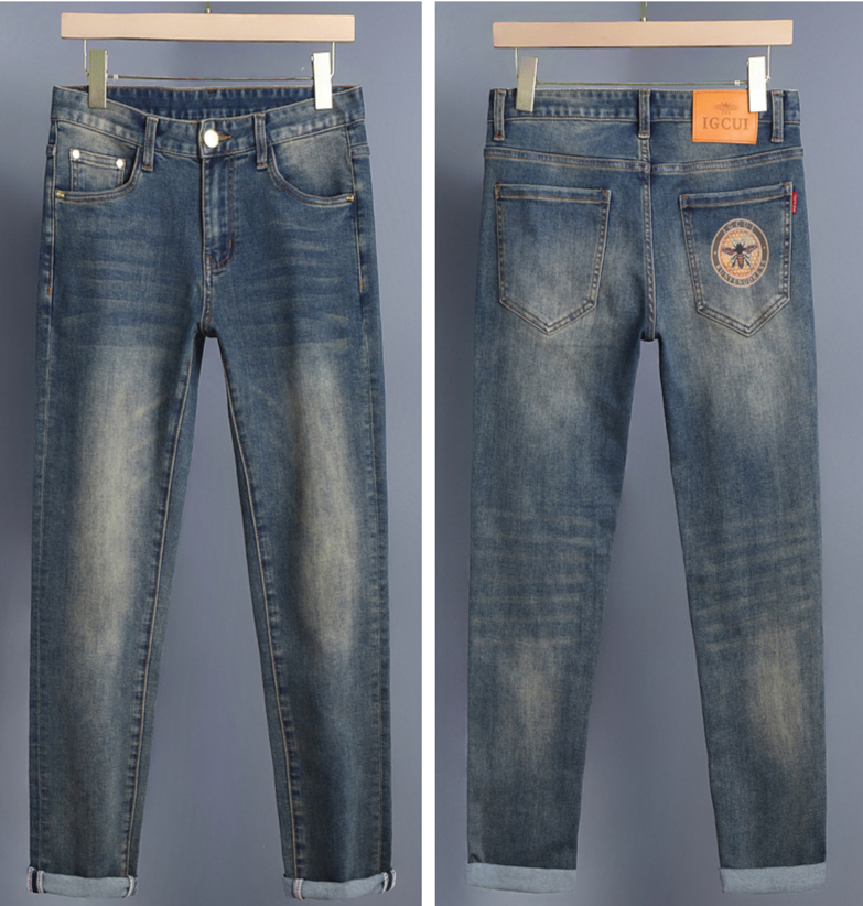 Moška oblačila Čisto nove moške kavbojke visokega cenovnega razreda, elastične, slim fit, majhne ravne kavbojke za prosti čas_voghion.com