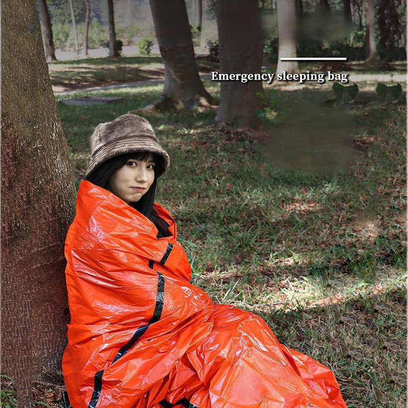 Saco de dormir de emergencia para supervivencia, impermeable, de polietileno y aluminio, térmico, para acampar al aire libre y socorro en caso de desastre._voghion.com