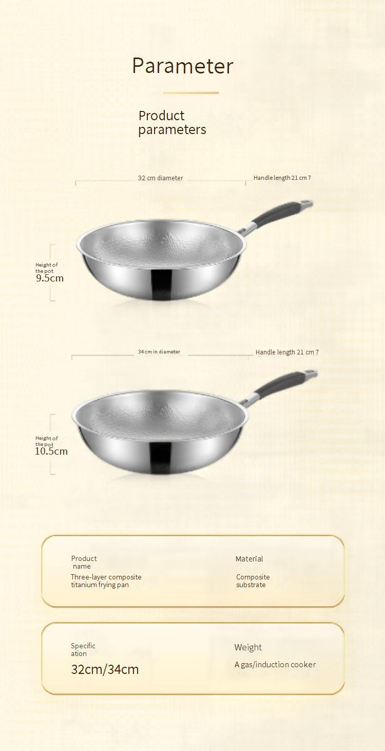 Poêle antiadhésive en titane pur – Ustensiles de cuisine sains sans revêtement chimique (Wok à fond plat en alliage de titane de qualité supérieure)_voghion.com