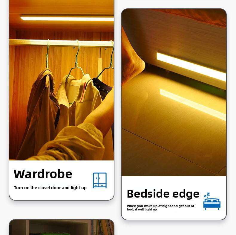 Intelligente LED-Lichtleiste für Schränke – wiederaufladbar, mit Handbewegungssensor, selbstklebend, 16 Millionen Farben, für Weinschränke/Vitrinen/unter Regalen_voghion.com
