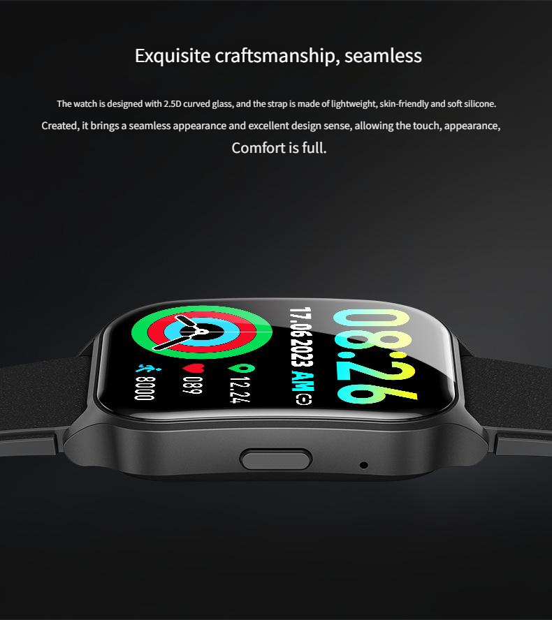 Smart Watches P109 Curved Screen Real Time Heart Rate Blood Oxygen Health Monitoring Sports Bluetooth Call Watch_voghion.com