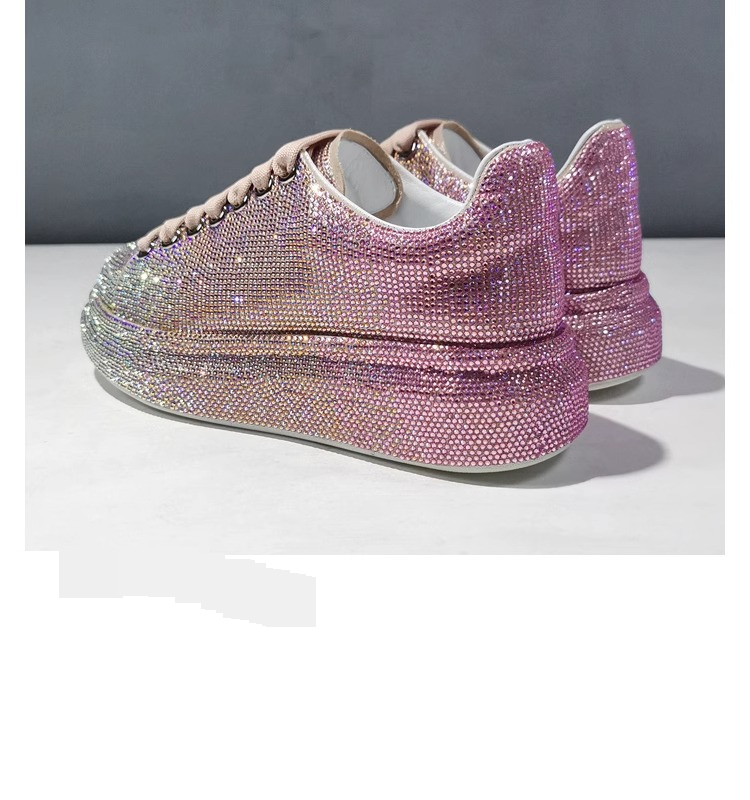 "Damen-Plateau-Sneaker mit Strasssteinen – funkelnde Diamanten in Farbverlaufsfarbe, bequeme dicke Sohle, stylische Freizeitschuhe für den Alltag"_voghion.com