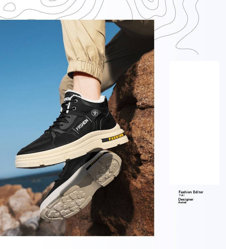 Herren-Winterstiefel mit dickem Fleecefutter, rutschfester Gummisohle, warm und langlebig für Outdoor-Wanderungen, tägliches Tragen, Schneestiefel, Outdoor-Baumwollschuhe_voghion.com