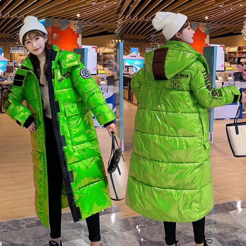 Piumino lungo lucido senza lavaggio – Parka invernale da donna con cappuccio staccabile (S-2XL, lunghezza al ginocchio, fodera termica, resistente all'acqua, vestibilità oversize)_voghion.com