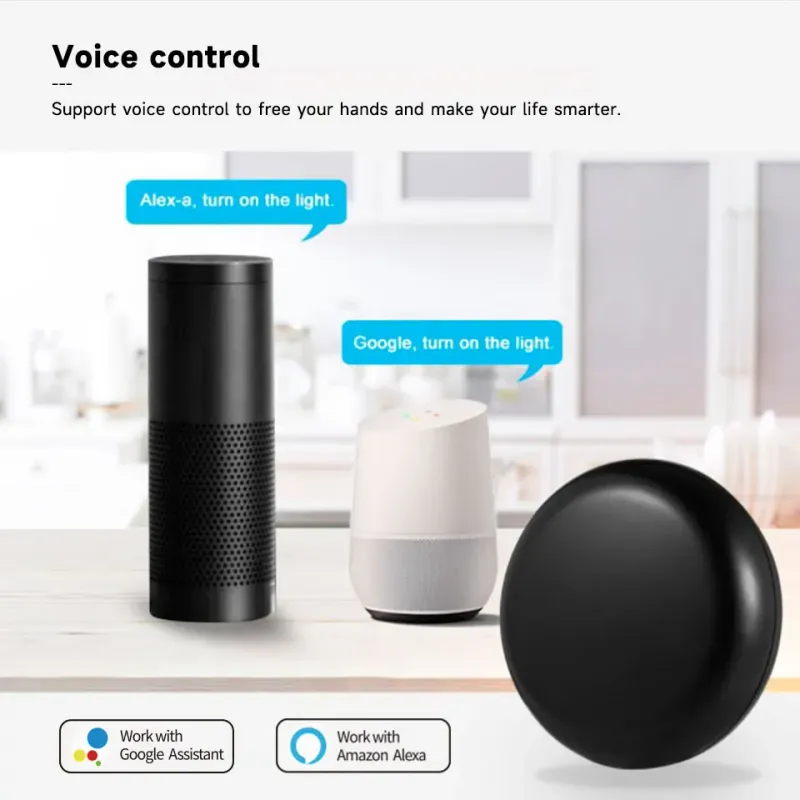 Controllo remoto intelligente Tuya WiFi IR, controller universale a infrarossi per condizionatore d'aria, funziona con Alexa e Google Home_voghion.com