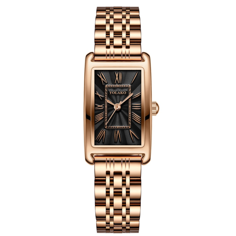 Mados tiesioginės transliacijos išpardavimas, plieninis dirželis, romėniško masto madingas laikrodis, kvadratinis moteriškas kvarcinis laikrodis_voghion.com