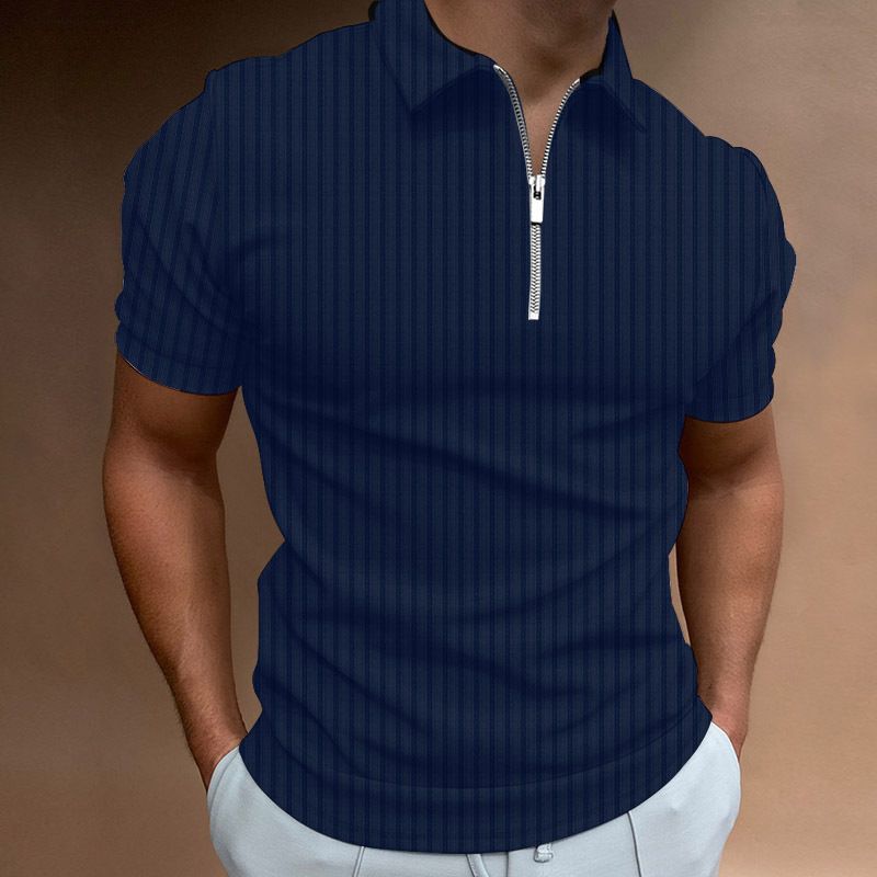 2025d 2025 Spring/Summer New Polo Shirt With Zipper And Striped Pattern For Men_voghion.com