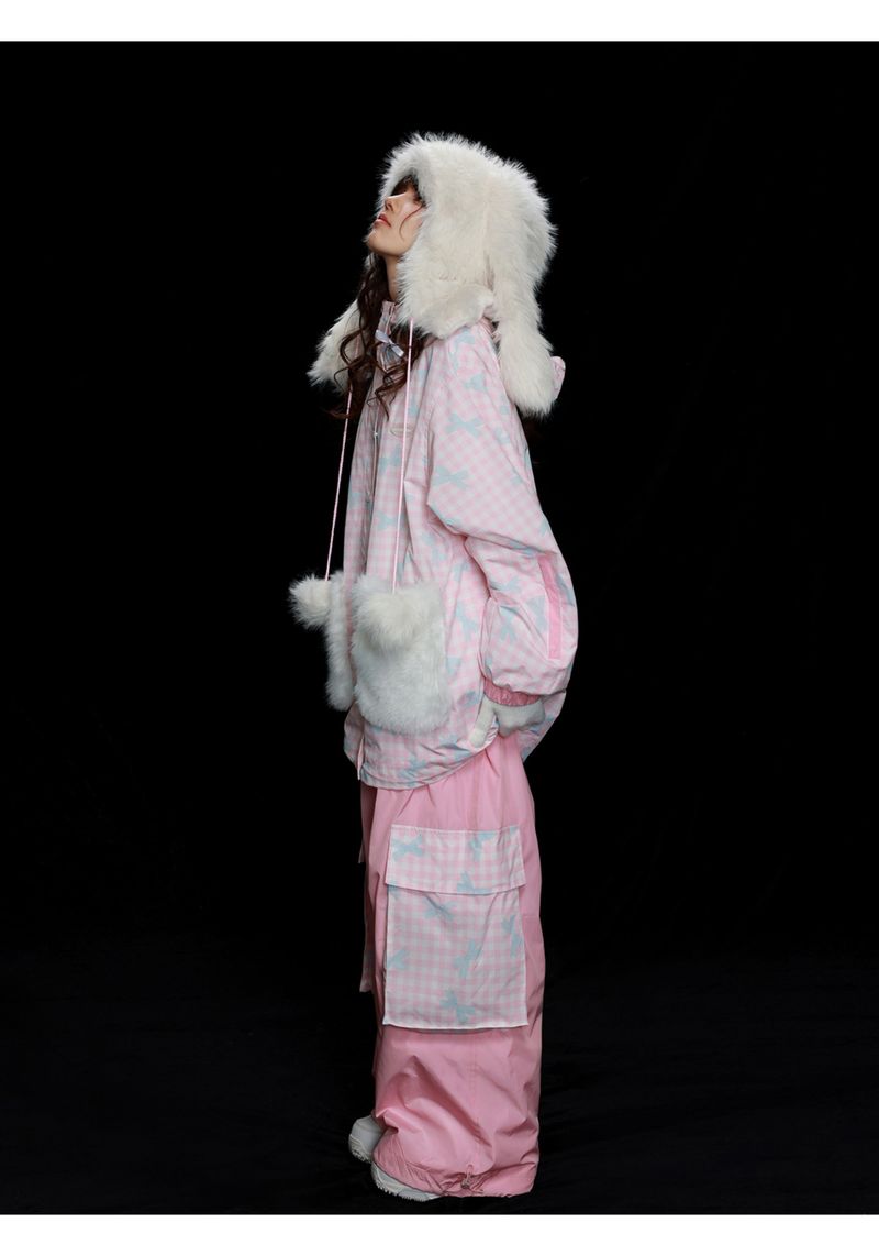 Damen 3L Snowboardanzug 2024 Schneehose Skijacke Fleecegefüttert Wasserdicht_voghion.com