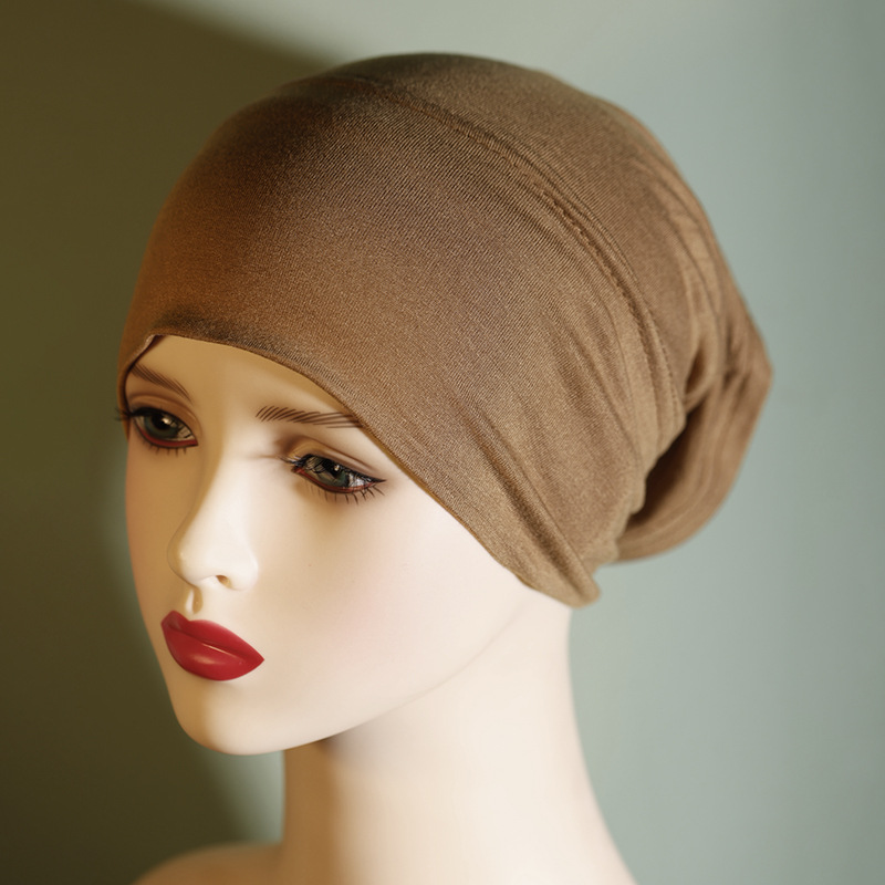 Gorro musulmán de algodón puro de color liso, con base de algodón mercerizado, elástico y transpirable_voghion.com