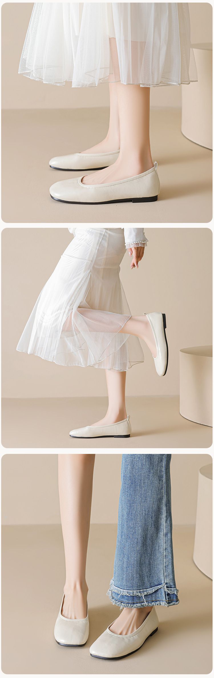 Zapatos de abuela retro con punta cuadrada, zapatos sencillos para mujer, suela plana, un pedal, suela blanda, boca baja, zapatos para desplazamientos diarios._voghion.com