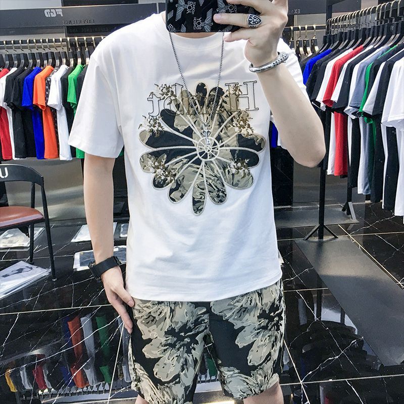 Camiseta informal de manga corta de alta gama con bordado europeo CT para hombre, marca de moda, verano 2025, nueva camiseta de dos piezas para hombre._voghion.com