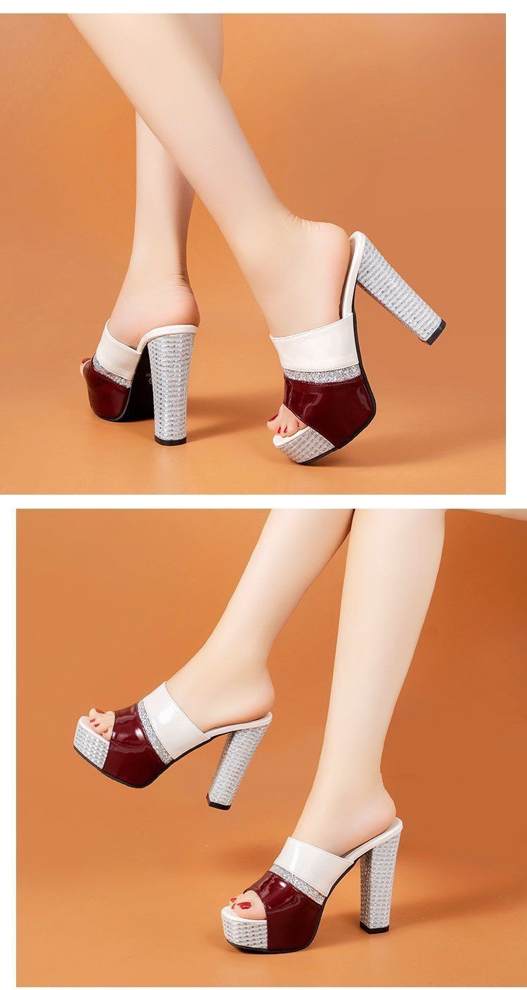 Damen Héichhiel-Sandale - Summermodesch Plattform Peep Toe Mule Slides mat déckem Fersen a waasserdichter Sohle_voghion.com