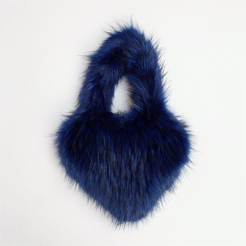 European And American Fashion New Love Bag Raccoon Fur Grass Plush Shell Bag Handbag_voghion.com