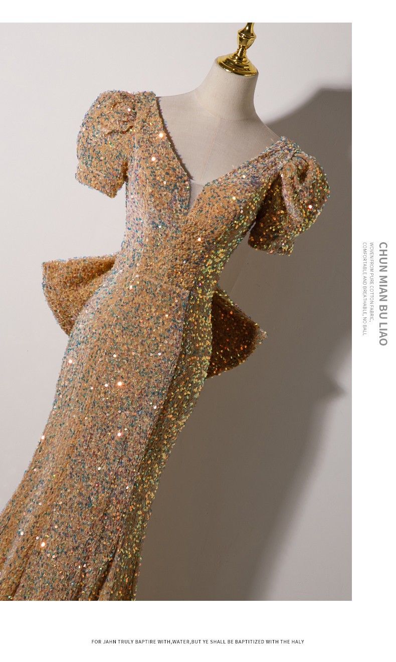 Abito da sera pesante da donna, nuovo stile, per ospite di banchetto, temperamento, coda di pesce, lungo e leggero, abito di lusso di nicchia_voghion.com