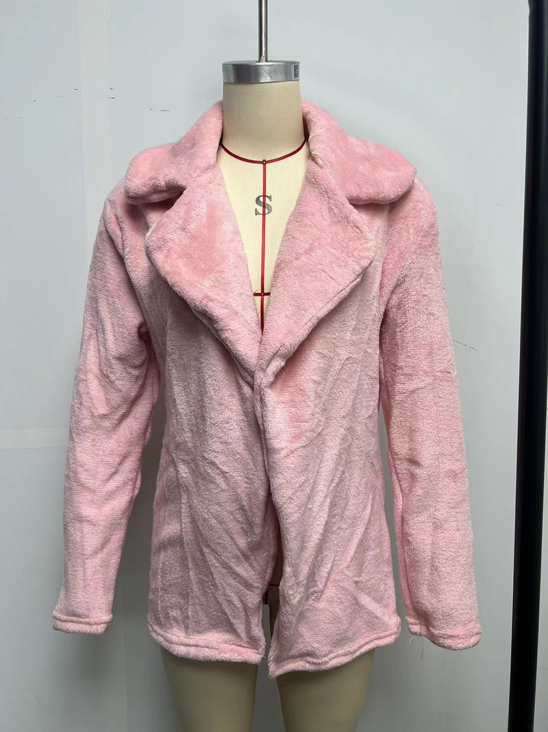 Women's Clothing Autumn and Winter Jacket Sexy Plush Lapel Slim Jacket_voghion.com