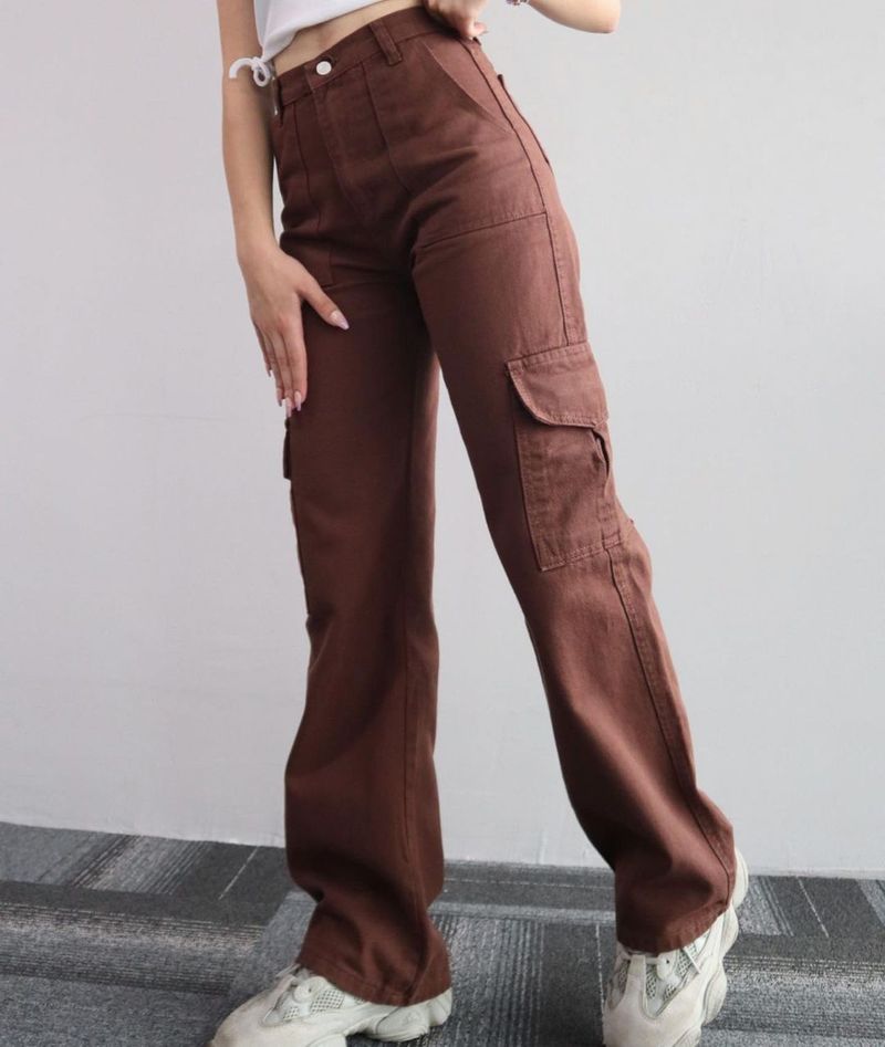 Women's versatile casual pants mid-waist three-dimensional pocket trousers waist overalls_voghion.com