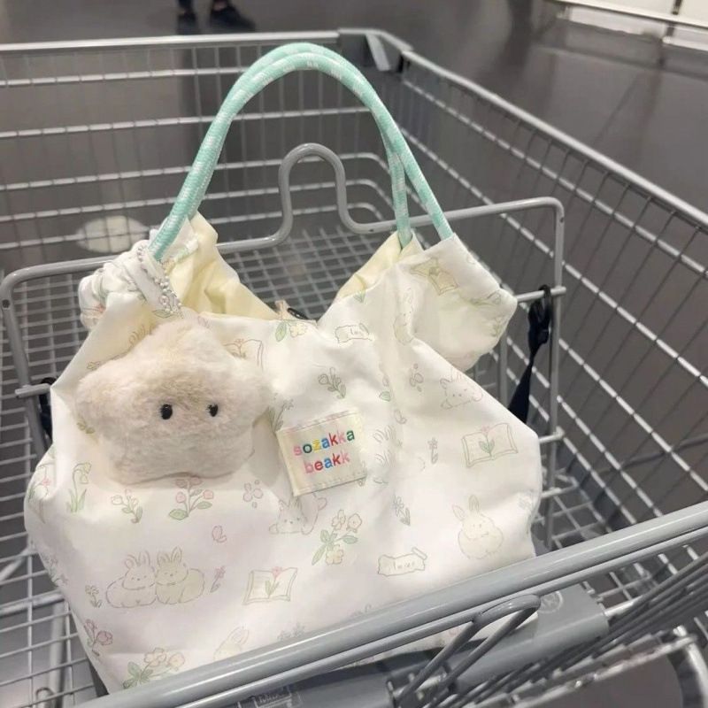 New Cute Floral Single Shoulder Canvas For Students, Women's Large Capacity Tote Bag, Commuter Bag_voghion.com